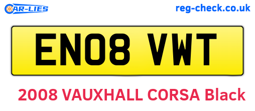 EN08VWT are the vehicle registration plates.