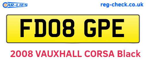 FD08GPE are the vehicle registration plates.