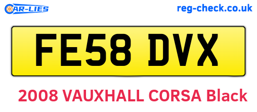 FE58DVX are the vehicle registration plates.