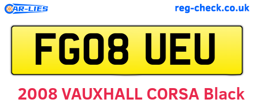 FG08UEU are the vehicle registration plates.