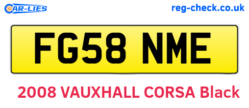 FG58NME are the vehicle registration plates.