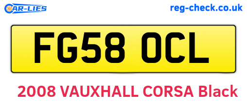 FG58OCL are the vehicle registration plates.