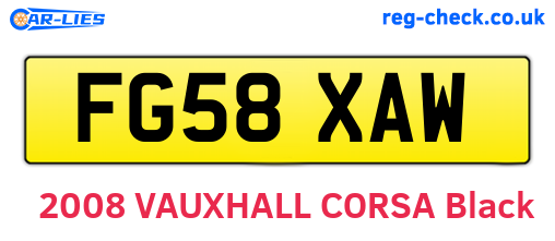FG58XAW are the vehicle registration plates.