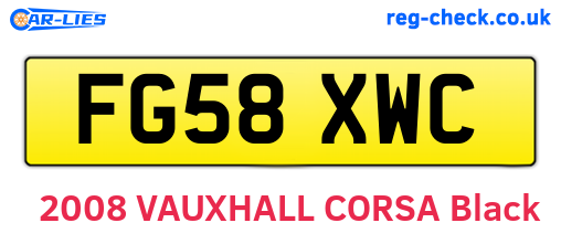 FG58XWC are the vehicle registration plates.