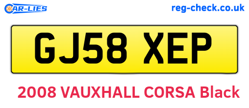 GJ58XEP are the vehicle registration plates.