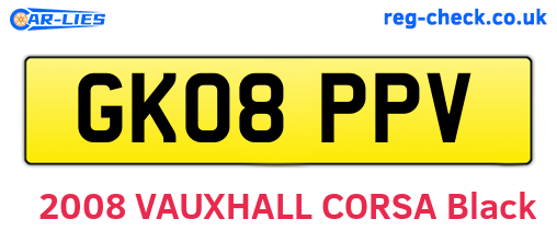 GK08PPV are the vehicle registration plates.