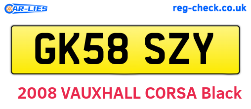 GK58SZY are the vehicle registration plates.