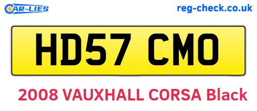 HD57CMO are the vehicle registration plates.