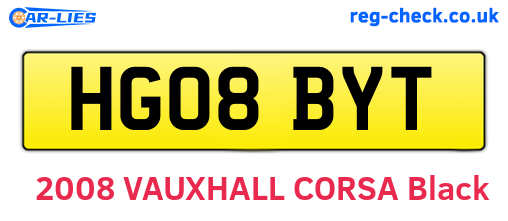 HG08BYT are the vehicle registration plates.