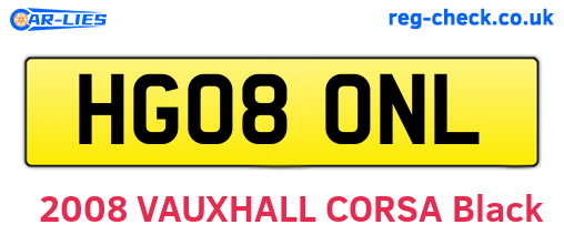 HG08ONL are the vehicle registration plates.