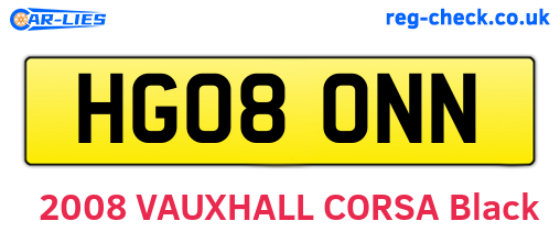 HG08ONN are the vehicle registration plates.