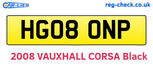 HG08ONP are the vehicle registration plates.
