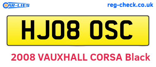 HJ08OSC are the vehicle registration plates.
