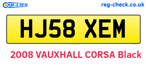 HJ58XEM are the vehicle registration plates.