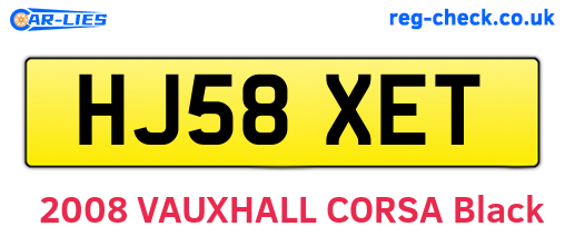 HJ58XET are the vehicle registration plates.