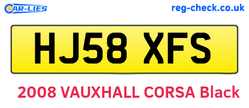 HJ58XFS are the vehicle registration plates.