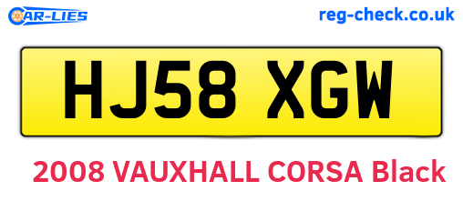 HJ58XGW are the vehicle registration plates.