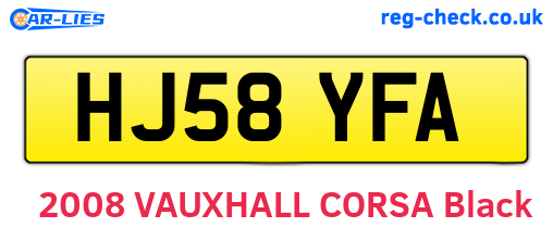 HJ58YFA are the vehicle registration plates.