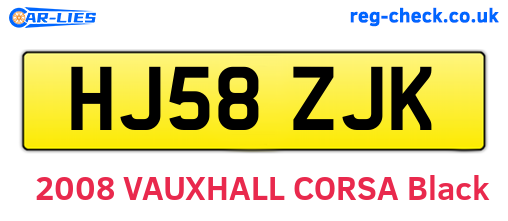 HJ58ZJK are the vehicle registration plates.