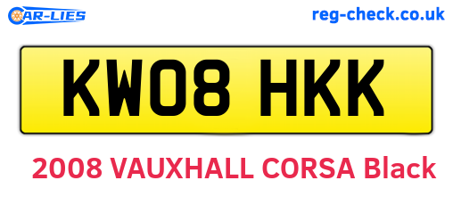 KW08HKK are the vehicle registration plates.
