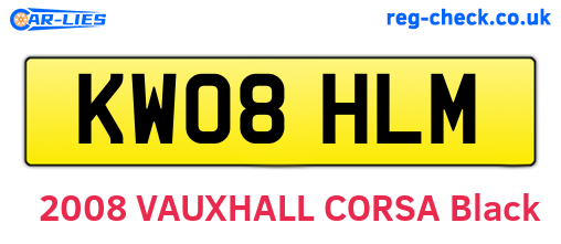 KW08HLM are the vehicle registration plates.