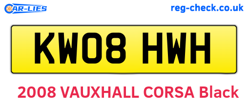 KW08HWH are the vehicle registration plates.