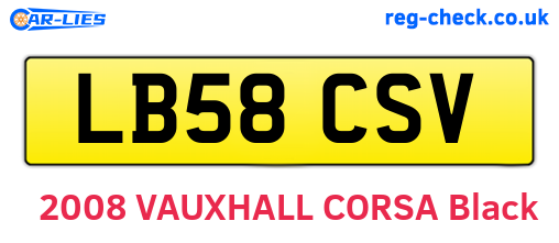LB58CSV are the vehicle registration plates.
