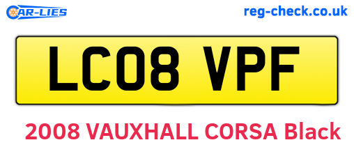 LC08VPF are the vehicle registration plates.