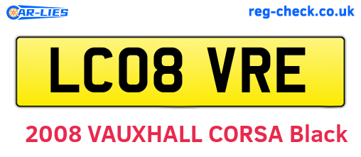 LC08VRE are the vehicle registration plates.