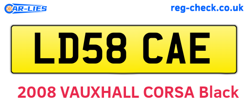 LD58CAE are the vehicle registration plates.