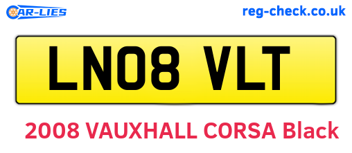 LN08VLT are the vehicle registration plates.
