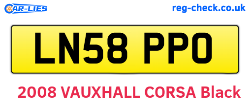 LN58PPO are the vehicle registration plates.