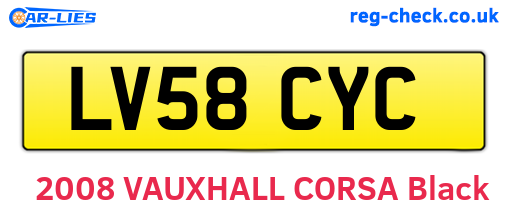 LV58CYC are the vehicle registration plates.