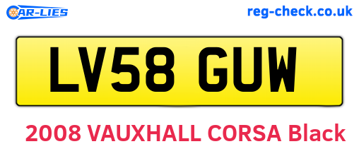 LV58GUW are the vehicle registration plates.
