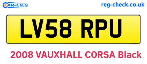 LV58RPU are the vehicle registration plates.