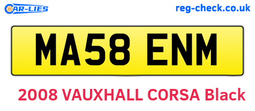 MA58ENM are the vehicle registration plates.