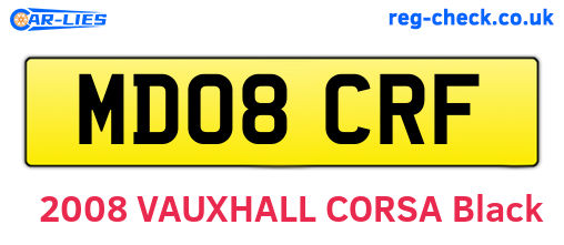 MD08CRF are the vehicle registration plates.