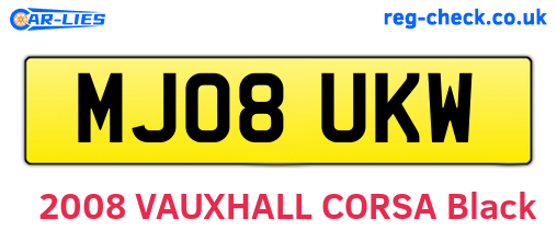 MJ08UKW are the vehicle registration plates.