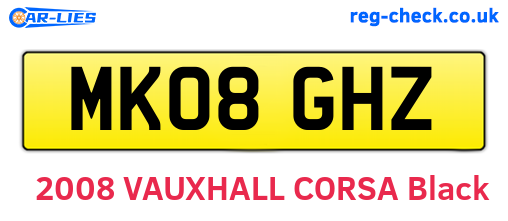 MK08GHZ are the vehicle registration plates.