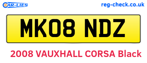MK08NDZ are the vehicle registration plates.