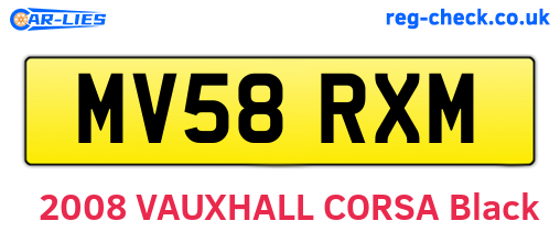 MV58RXM are the vehicle registration plates.