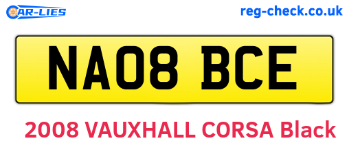 NA08BCE are the vehicle registration plates.