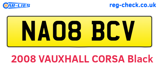 NA08BCV are the vehicle registration plates.