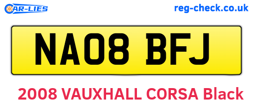 NA08BFJ are the vehicle registration plates.