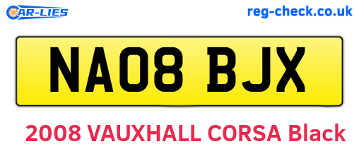 NA08BJX are the vehicle registration plates.