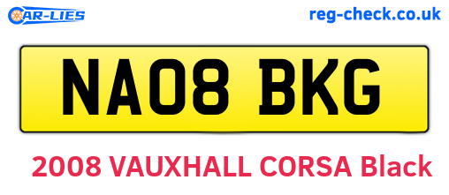 NA08BKG are the vehicle registration plates.