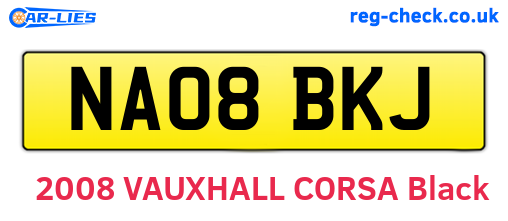 NA08BKJ are the vehicle registration plates.