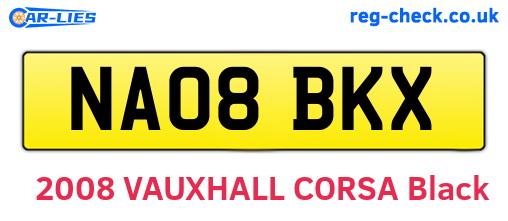 NA08BKX are the vehicle registration plates.