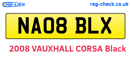 NA08BLX are the vehicle registration plates.
