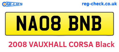 NA08BNB are the vehicle registration plates.